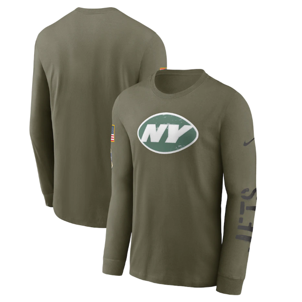 Men's New York Jets Olive 2022 Salute to Service Long Sleeve T-Shirt